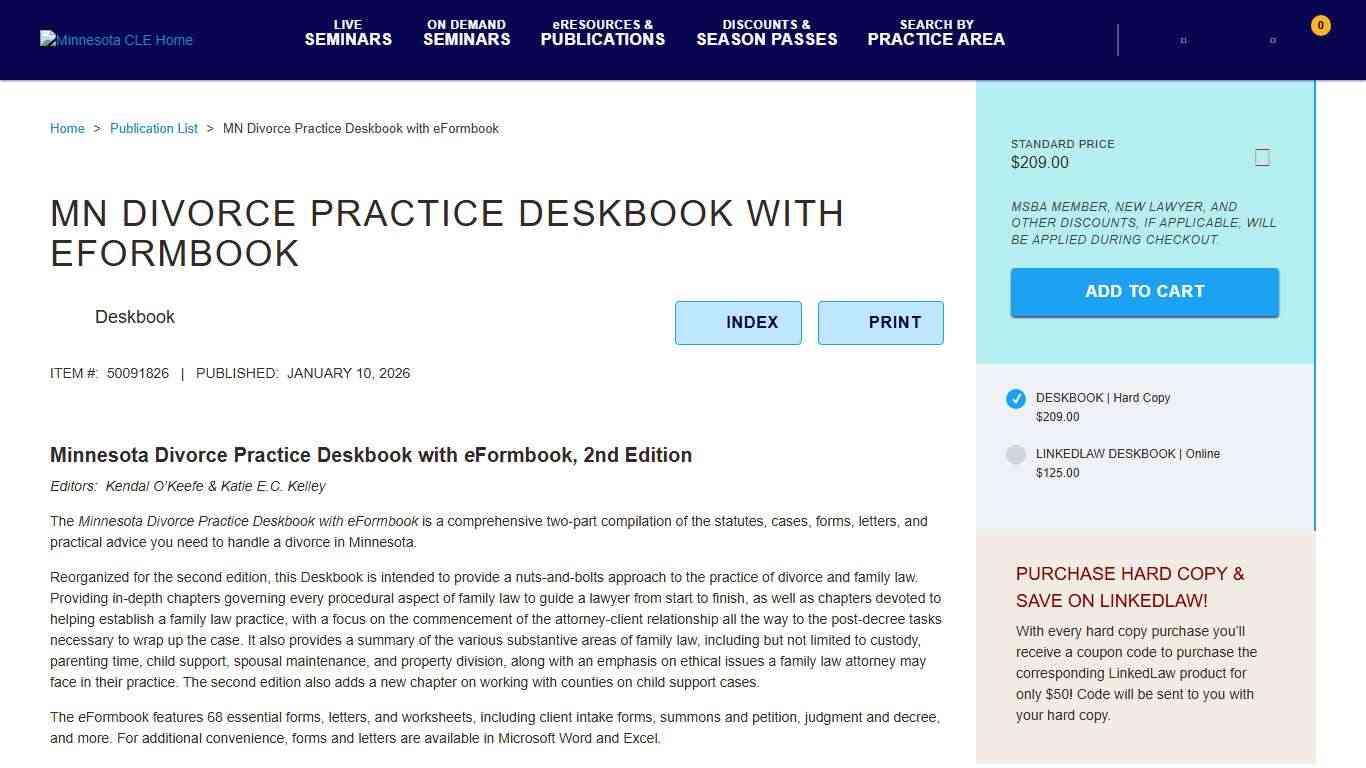 MN Divorce Practice Deskbook with eFormbook - Minnesota CLE