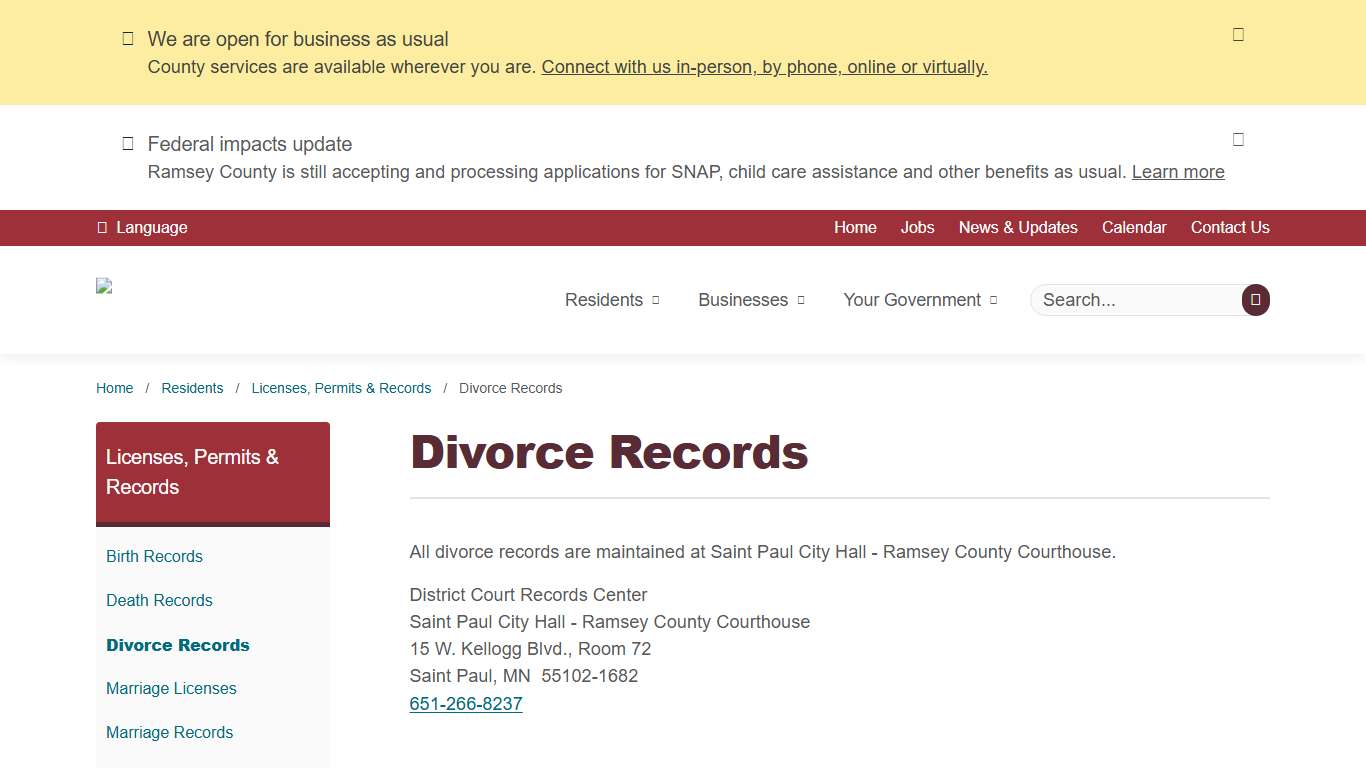 Divorce Records Ramsey County, Minnesota