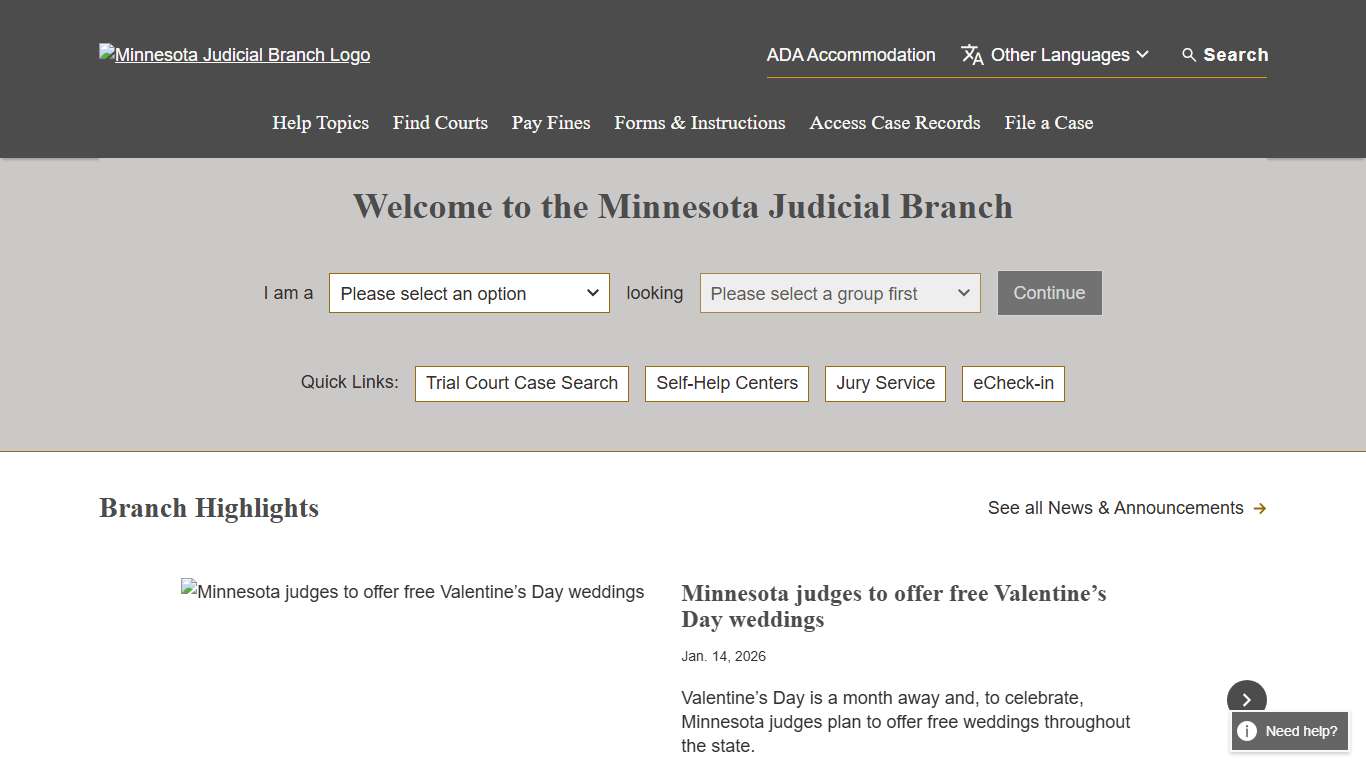 Minnesota Judicial Branch Homepage